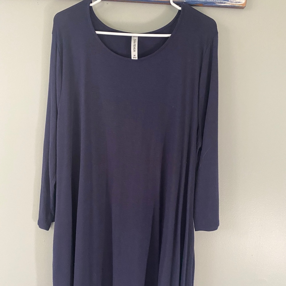 Navy Jersey dress 3/4 sleeve with pockets